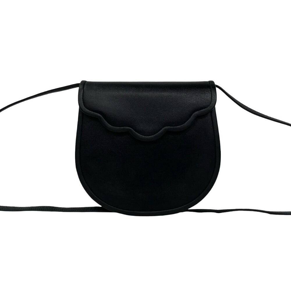 YVES SAINT LAURENT Vintage Scalloped Leather Mini Shoulder Bag/Pouch, Black, ...